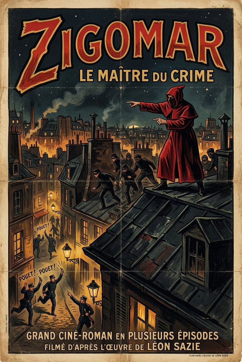 Affiche Zigomar le maître du crime, poster vintage
