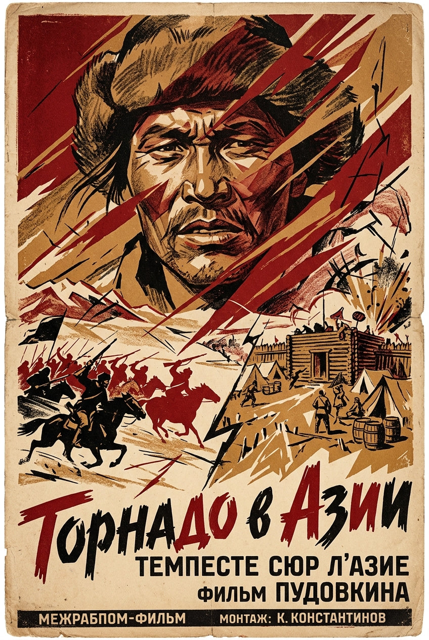 Affiche Tempête sur l'Asie, poster cinéma soviétique