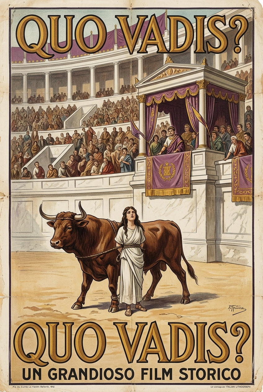 Affiche de film Quo Vadis, poster arène romaine