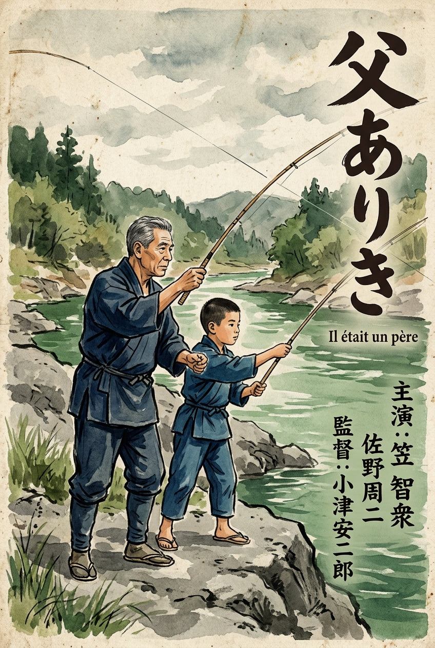 Affiche Il était un père, poster pêcheur japonais