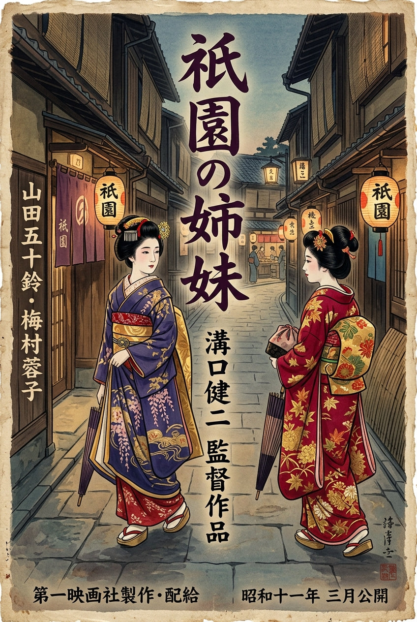 Affiche Les Sœurs de Gion, poster deux geishas