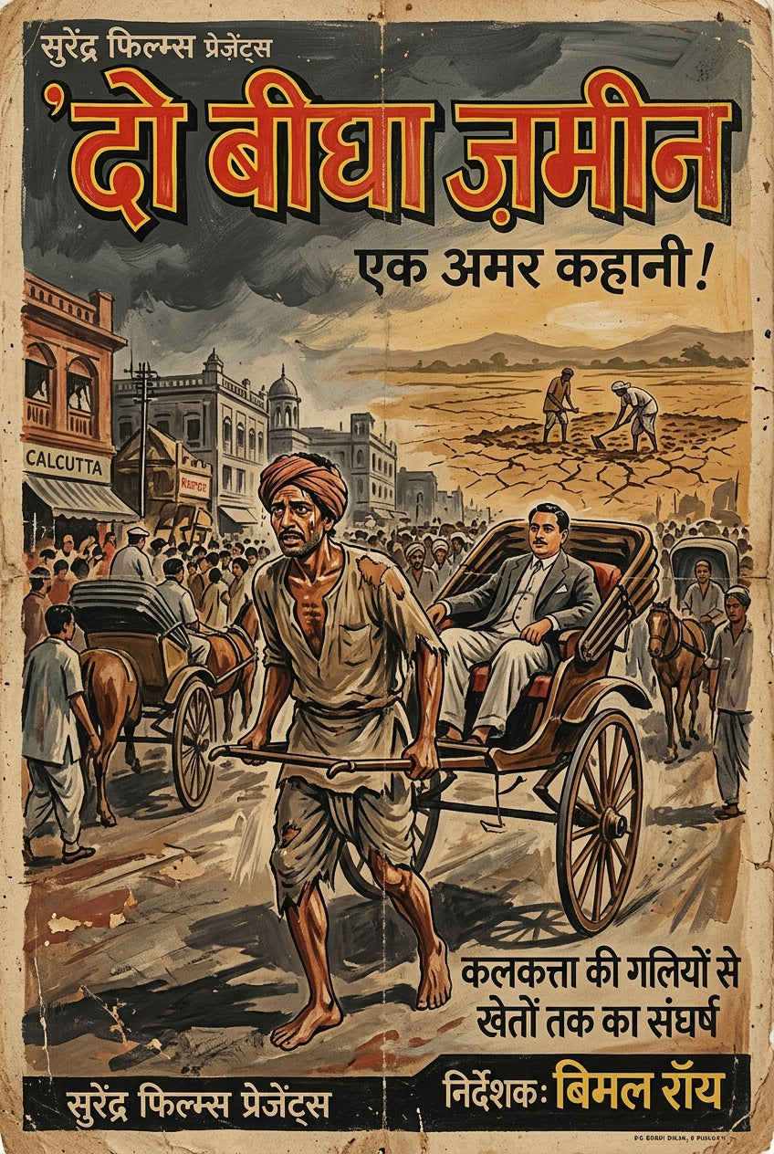 Affiche de film Do Bigha Zamin, poster vintage