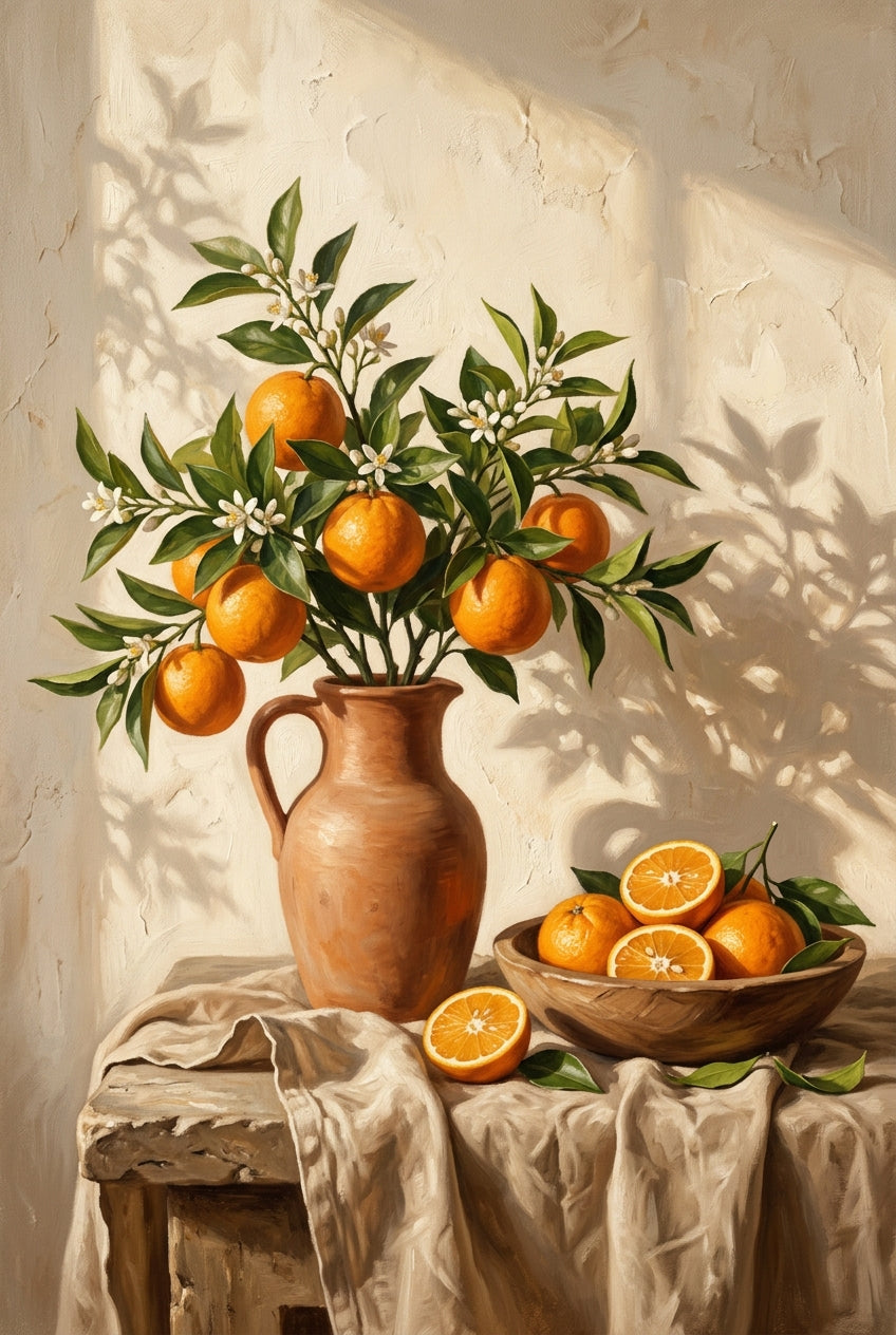 Affiche d'Oranges, poster nature morte méditerranéenne