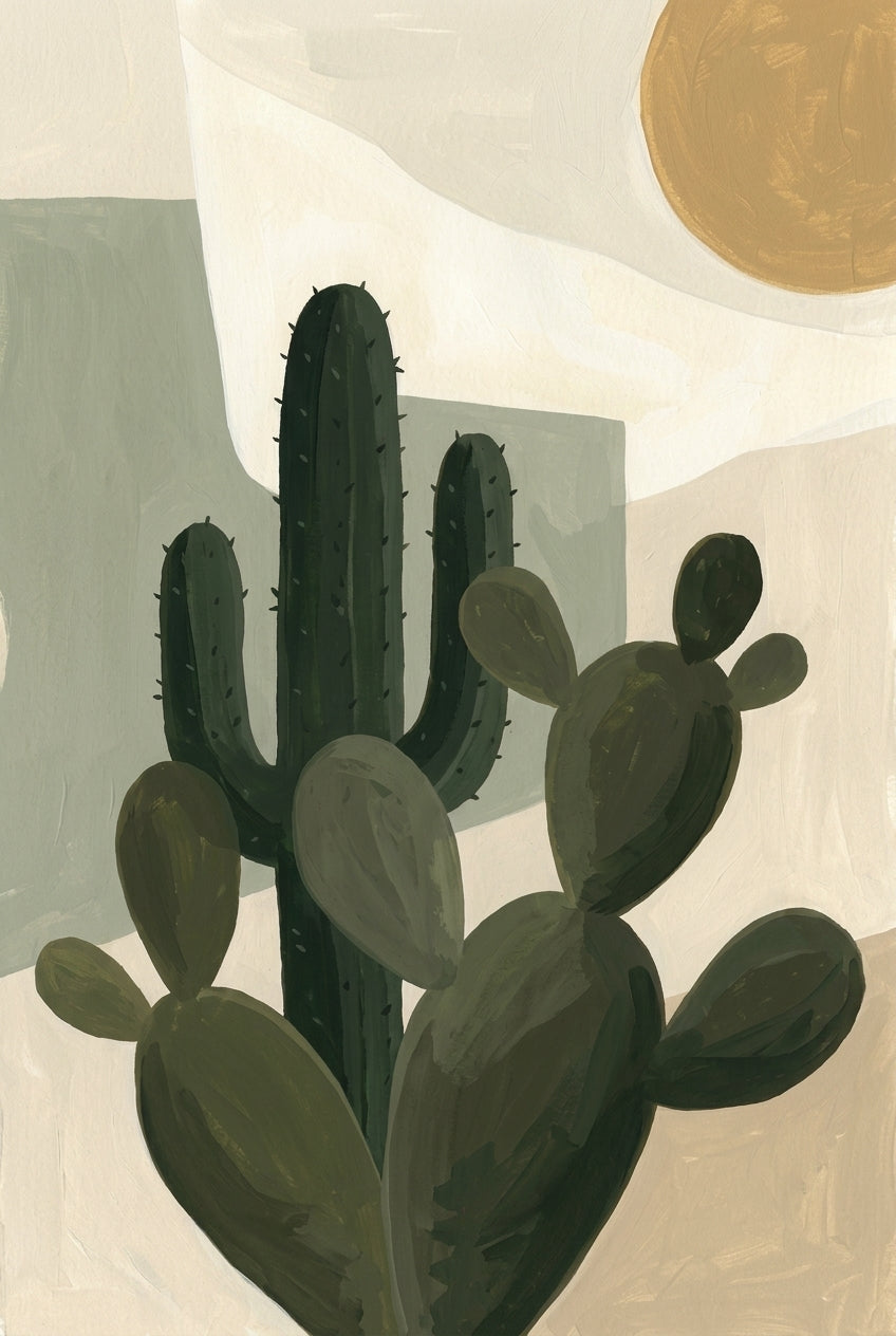 Affiche de cactus, poster désert abstrait