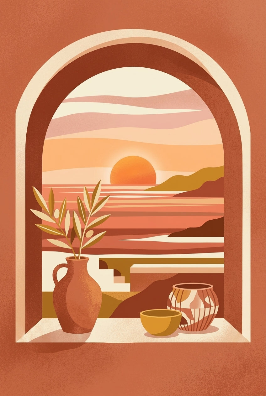Affiche de la Méditerranée, poster coucher de soleil
