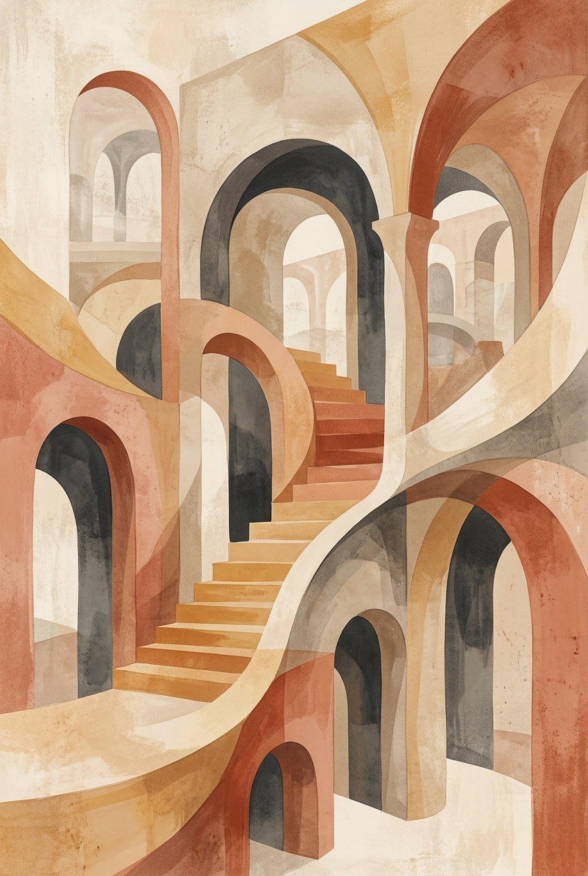 Affiche d'escalier abstrait, poster arches