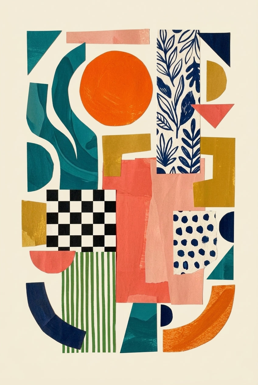 Affiche d'abstraction géométrique, poster collage