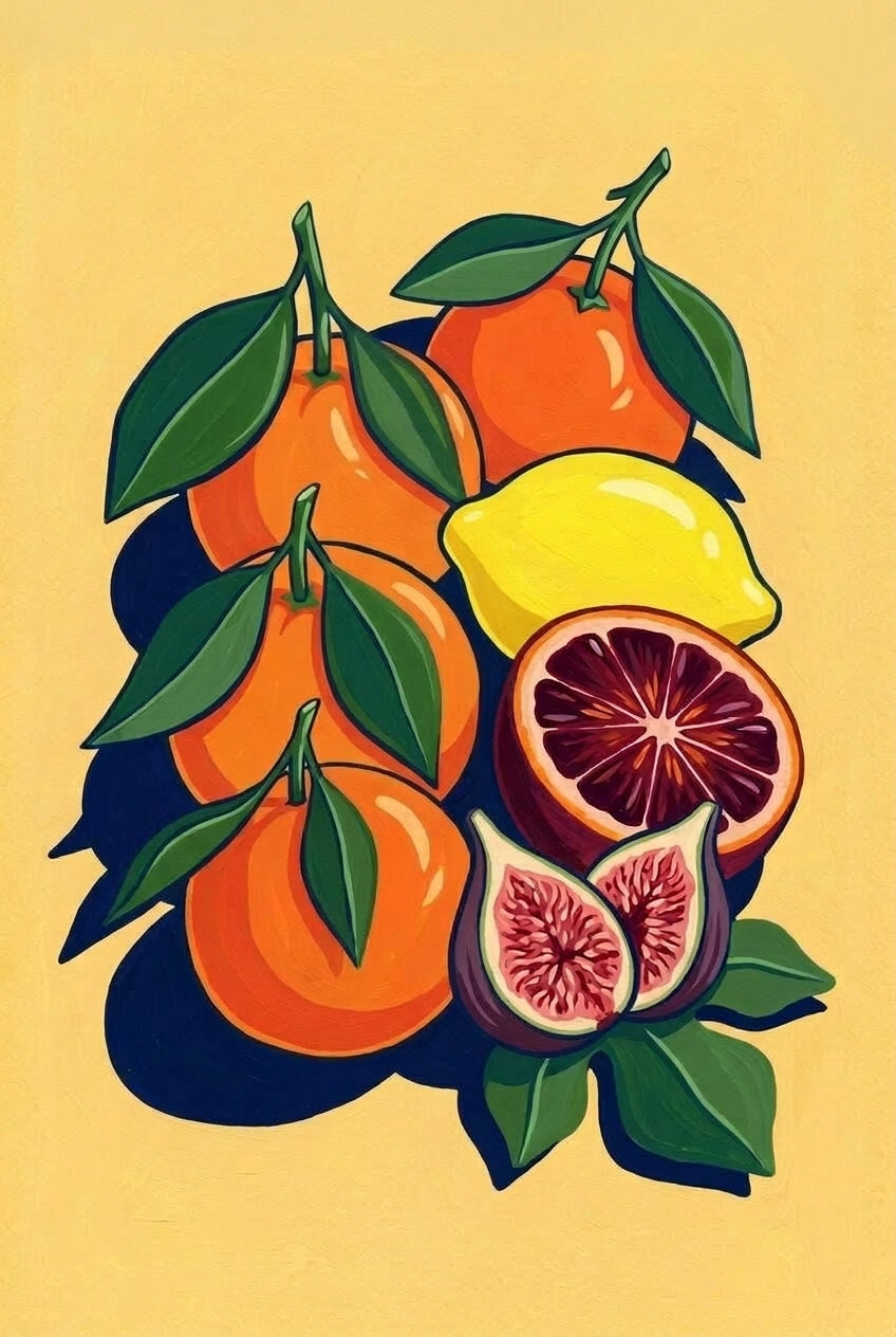 Poster d'agrumes, poster figue et citron