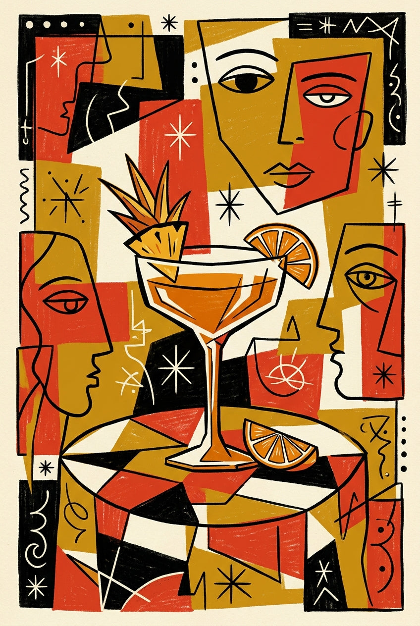 Affiche de Cocktail, poster cubiste abstrait