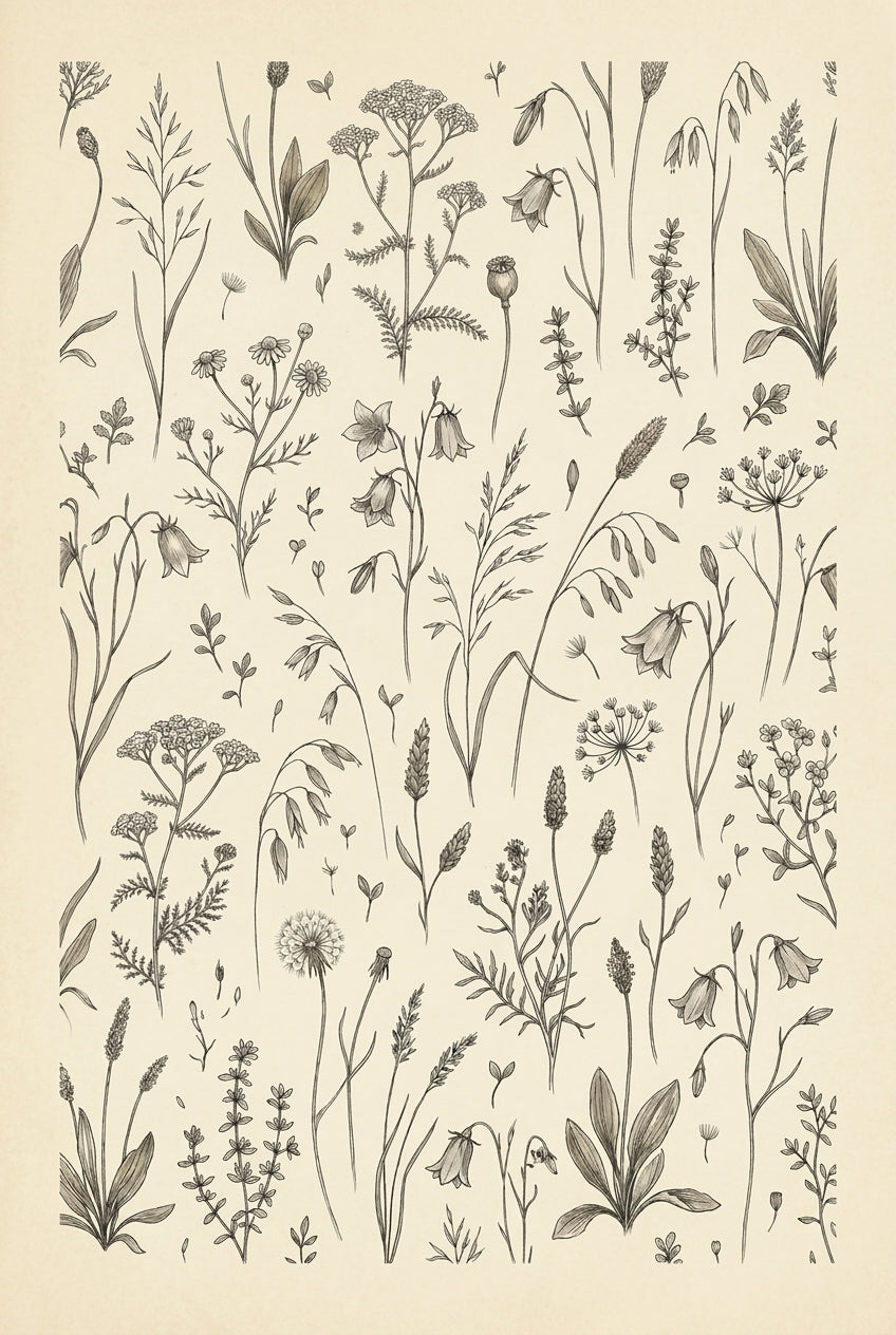 Affiche de fleurs sauvages, poster botanique