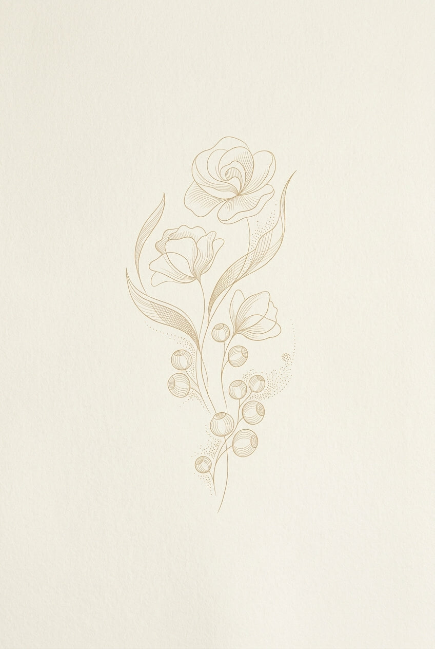 Affiche de fleurs minimalistes, poster trait fin