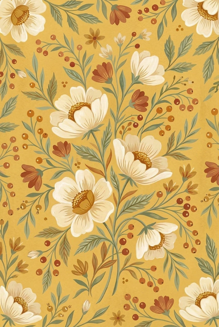 Affiche fleurs sauvages, poster botanique jaune
