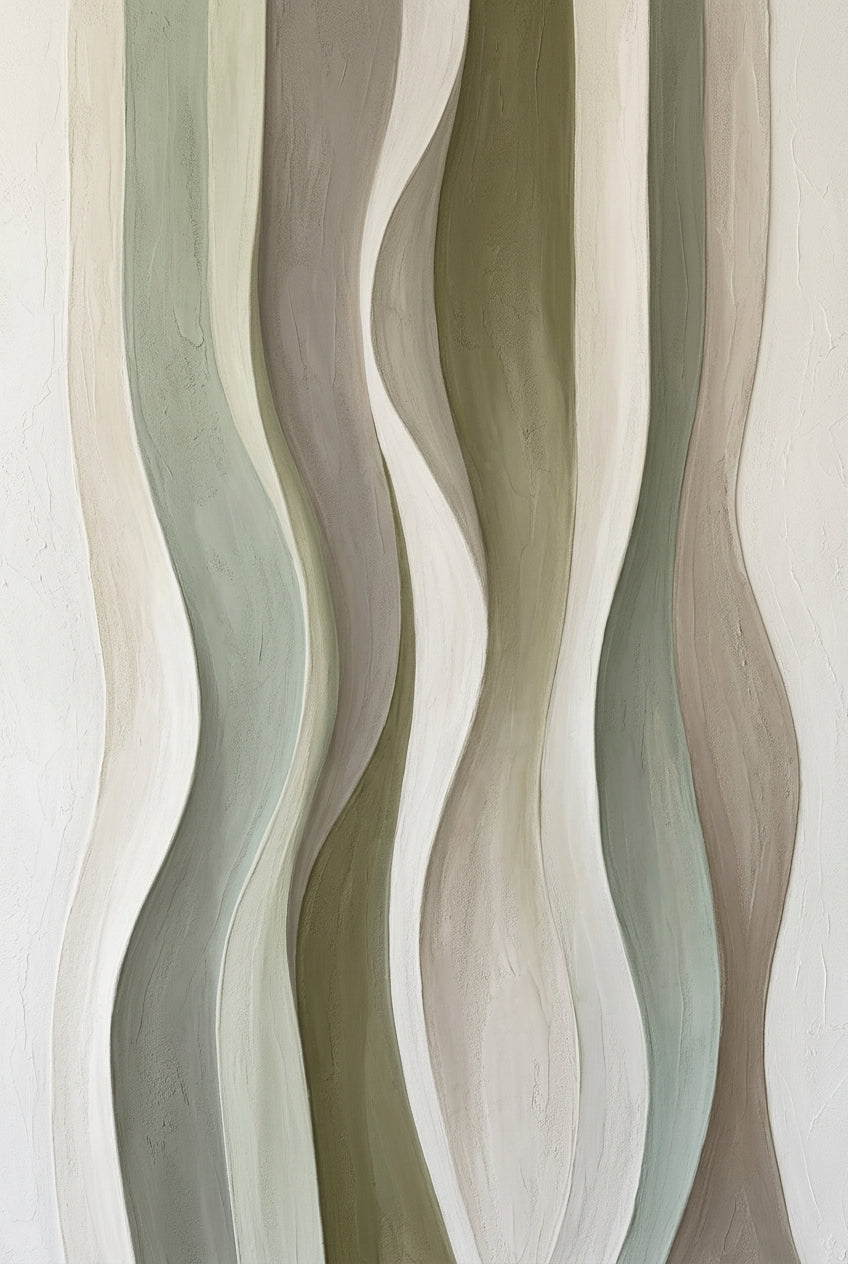 Poster d'art abstrait, vagues vert sauge