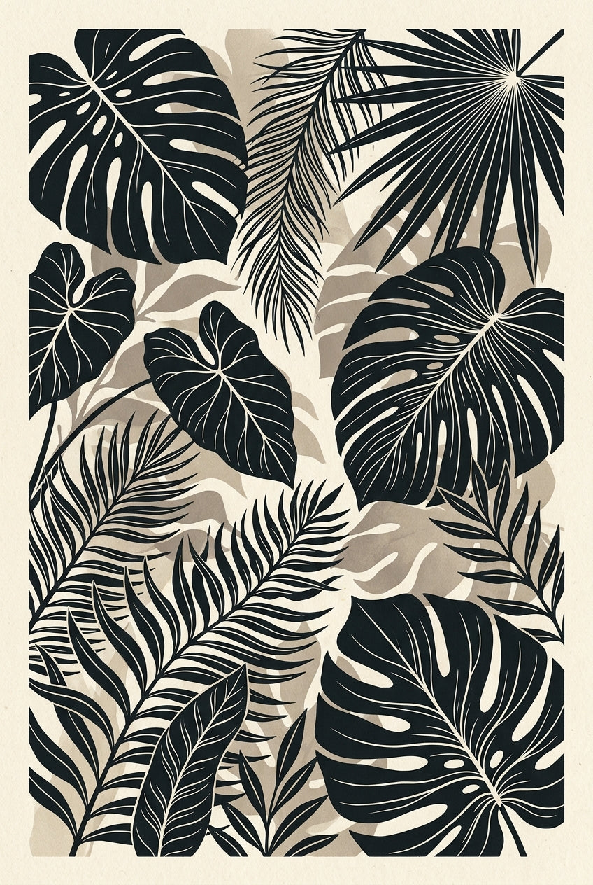 Affiche de feuillage tropical, poster monstera