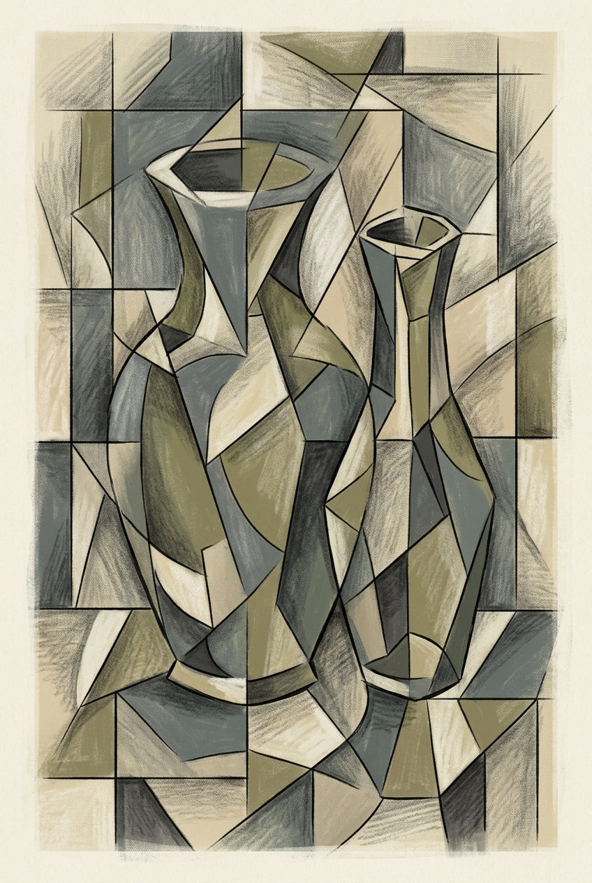 Affiche de vases cubistes, poster style abstrait