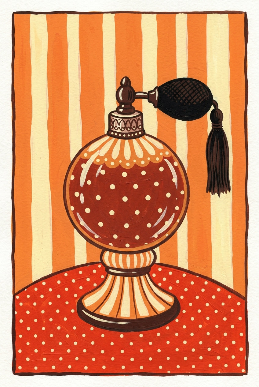 Affiche de flacon de parfum, poster vintage orange