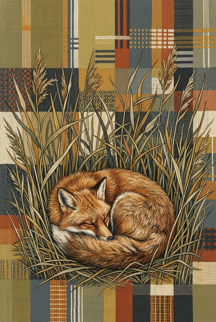 Affiche de renard endormi, poster illustration