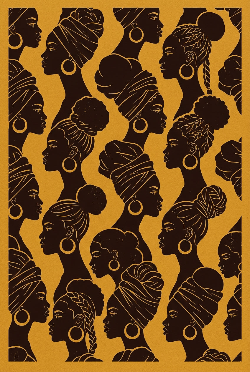 Affiche de portraits africains, poster ocre