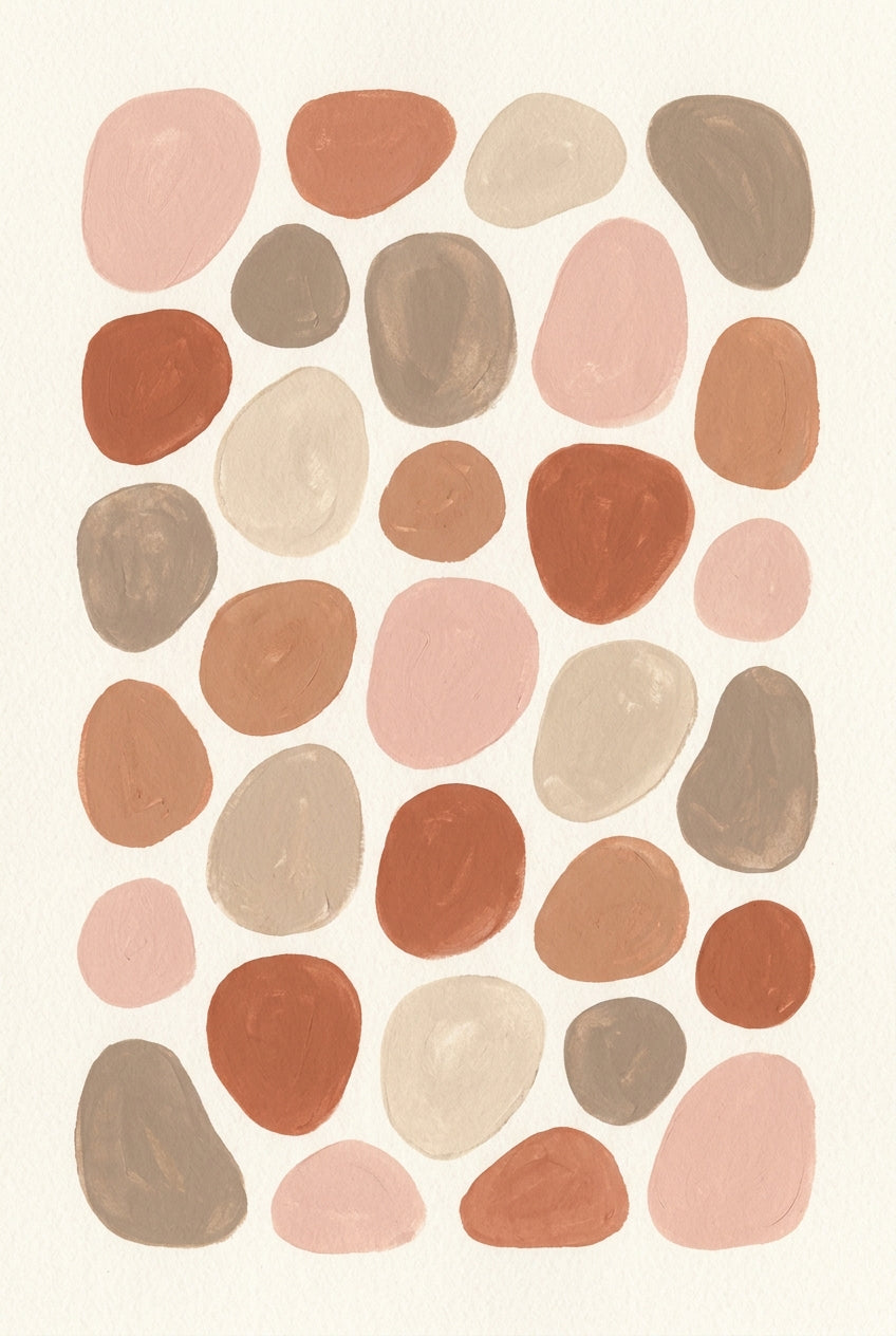 Affiche de galets abstraits, poster terracotta