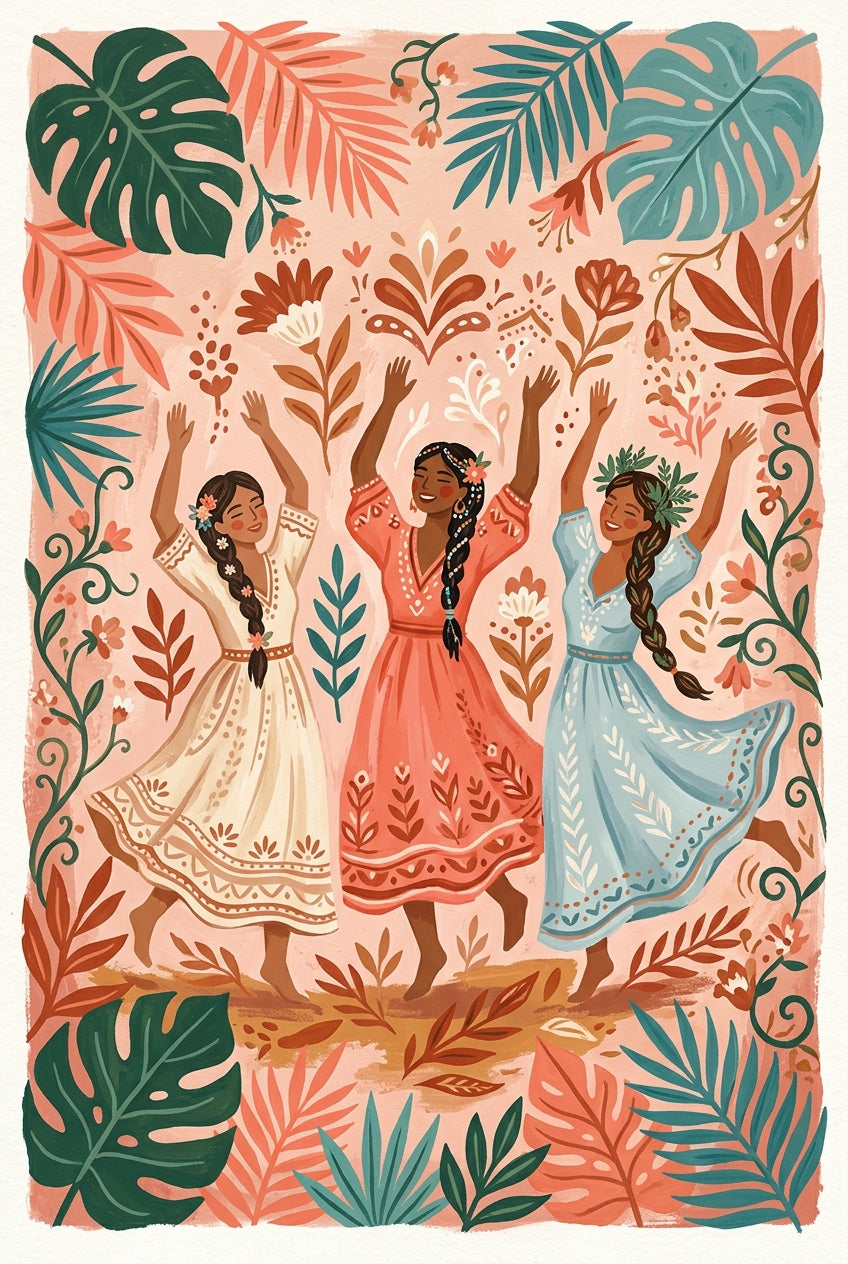 Affiche de femmes dansantes, poster bohème