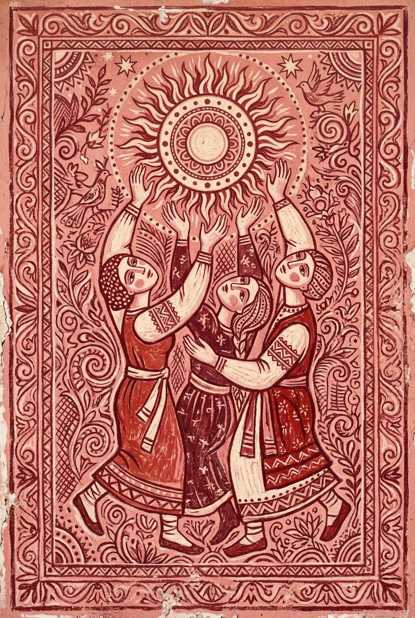 Poster d'art slave, illustration soleil rouge