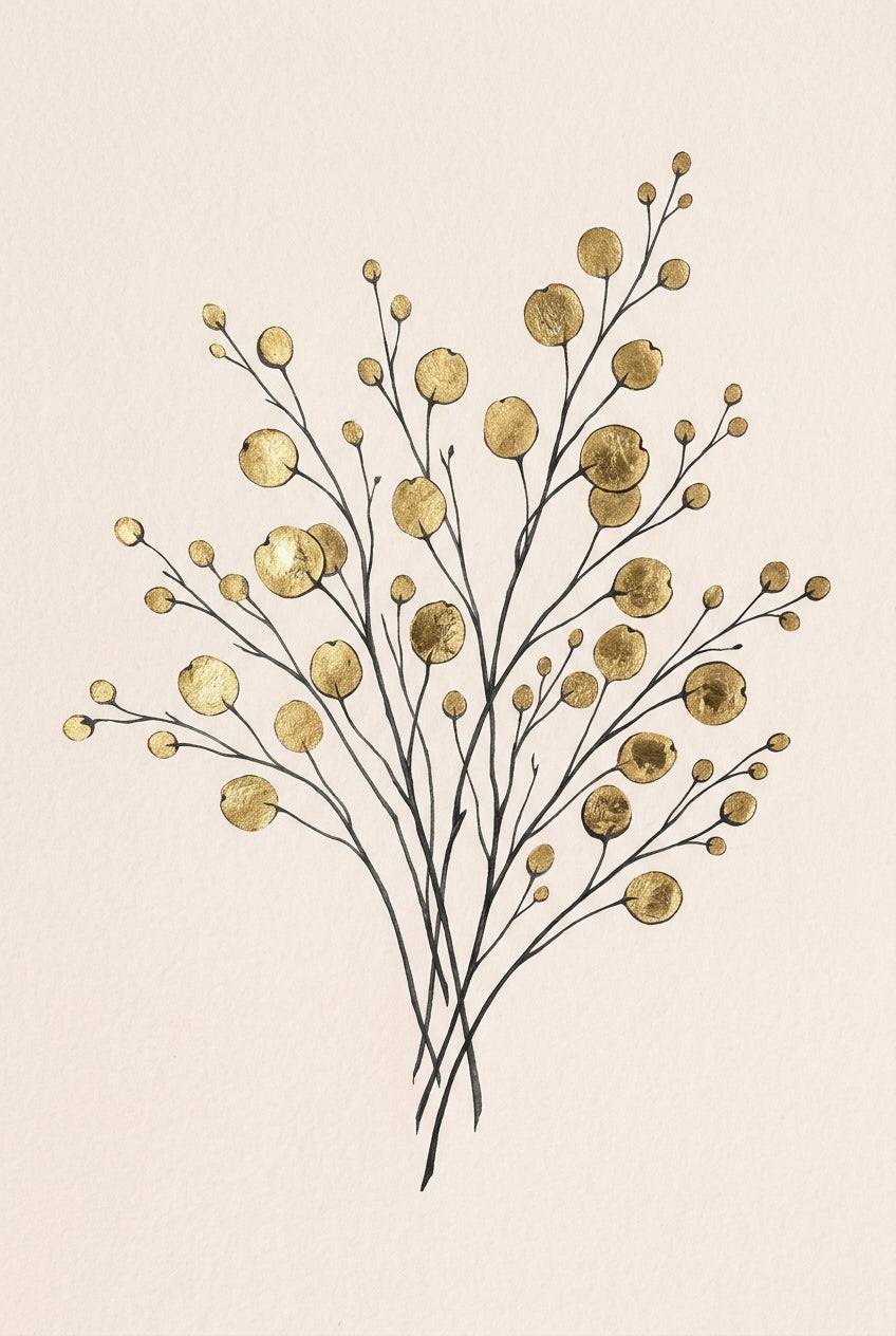 Affiche de feuilles dorées, poster illustration