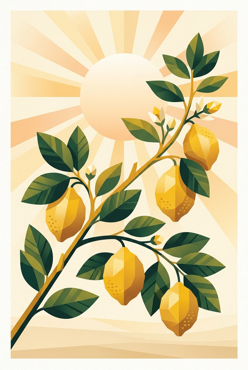 Affiche de Citrons, poster graphique et solaire