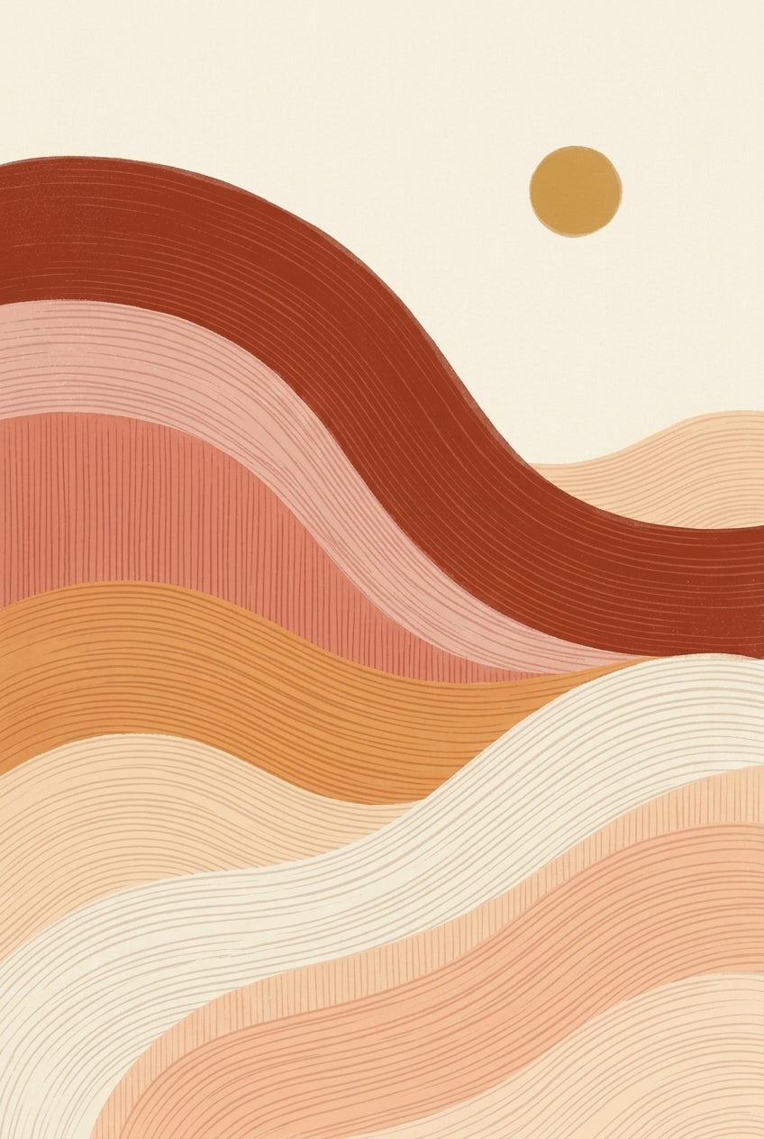 Affiche de dunes abstraites, poster terracotta