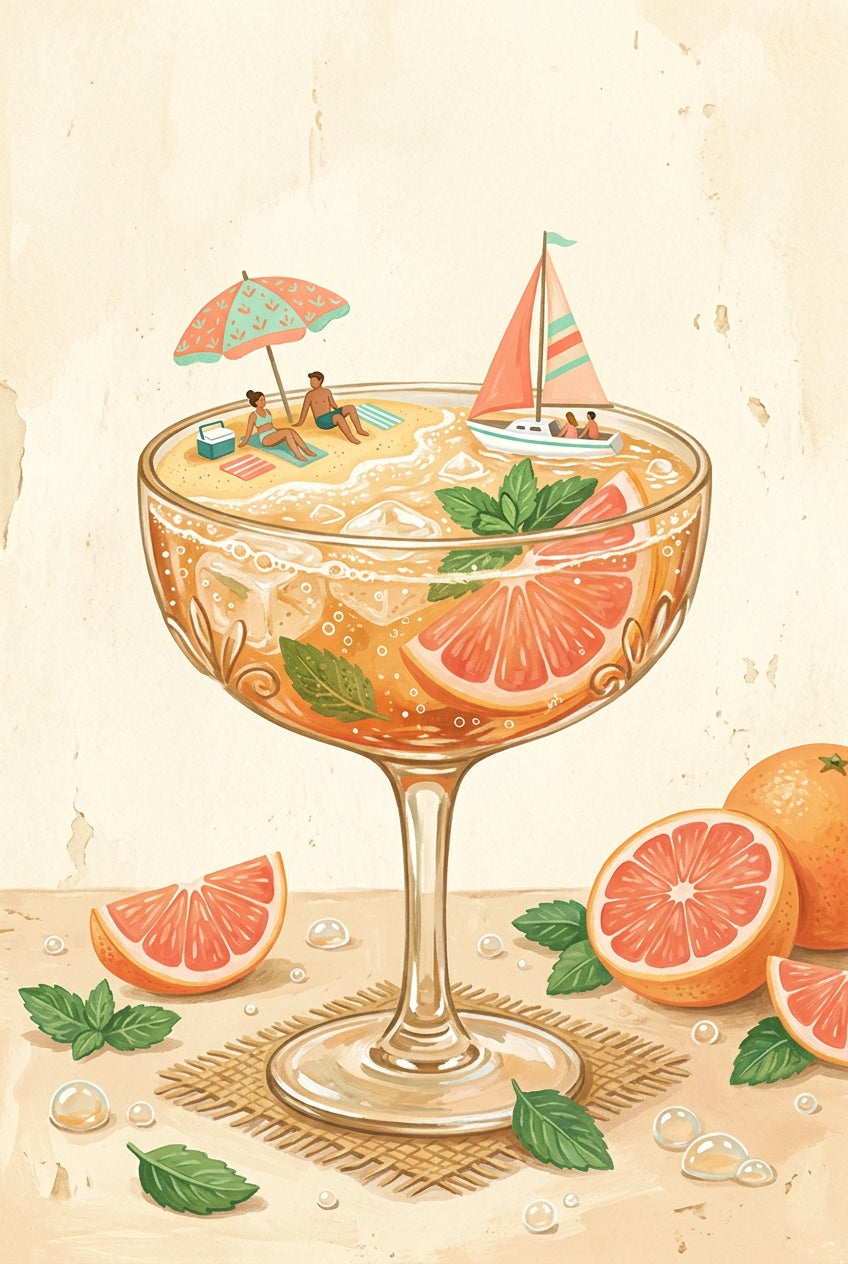 Affiche Cocktail de Plage, poster pamplemousse