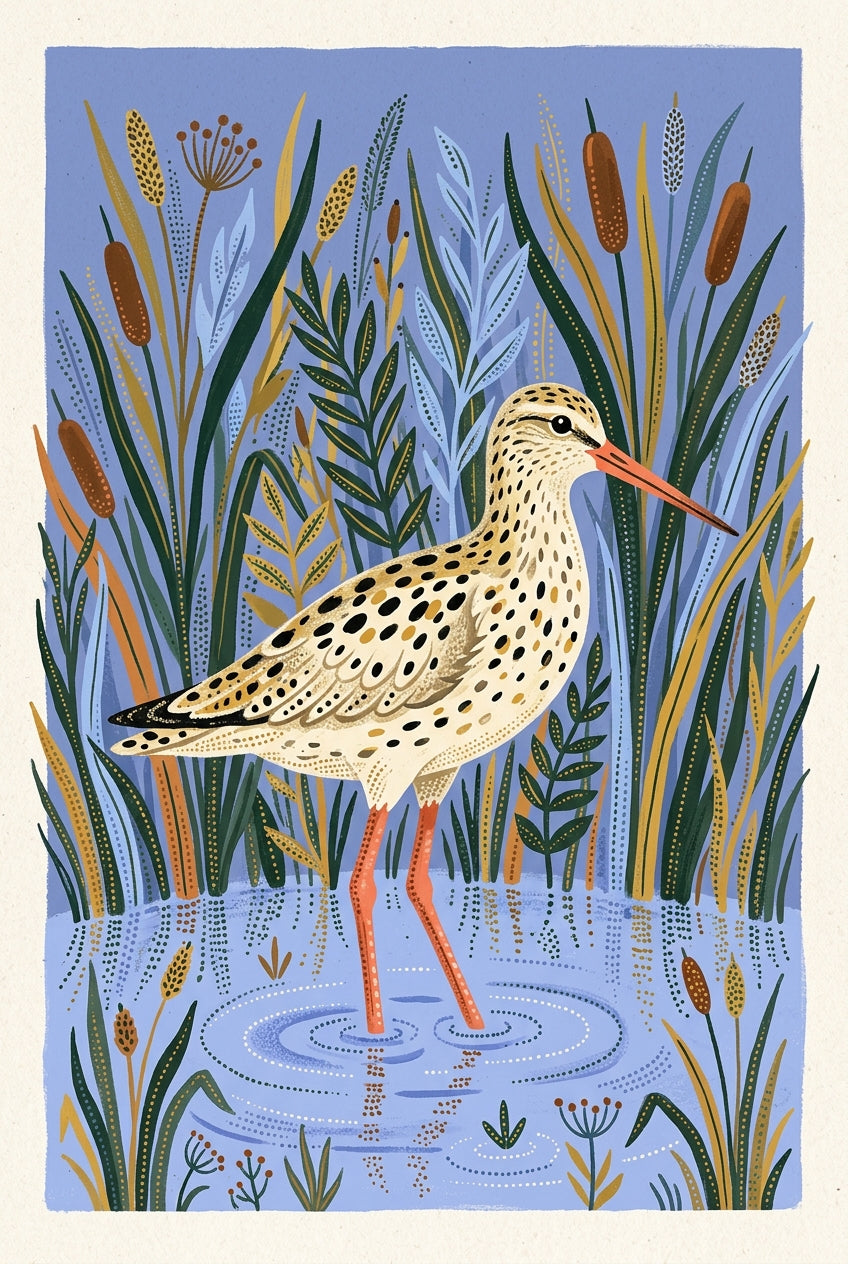 Affiche de la barge rousse, poster oiseau