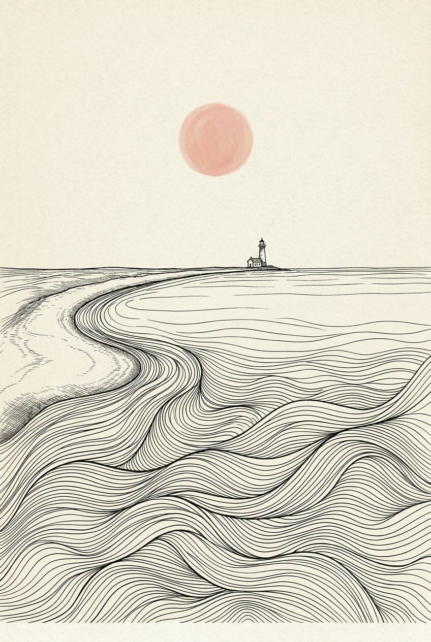 Affiche de phare japonais, poster minimaliste