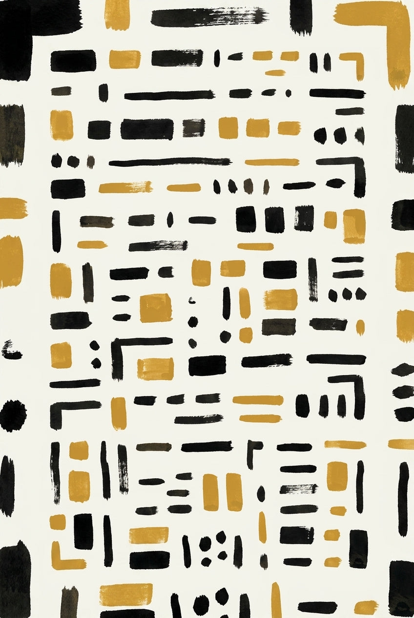 Affiche d'art abstrait, poster formes noires et ocre