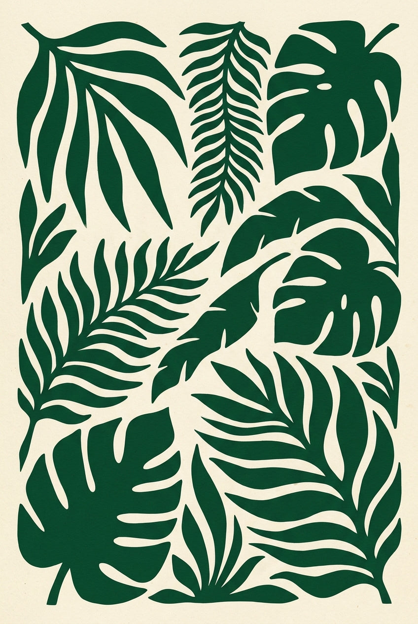 Poster de feuilles tropicales, motif vert