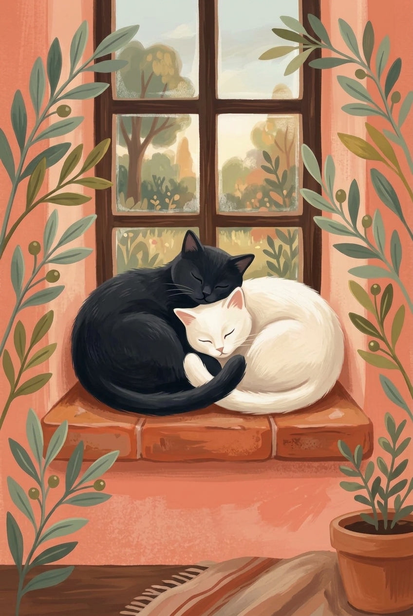 Affiche de chats, poster deux chats enlacés