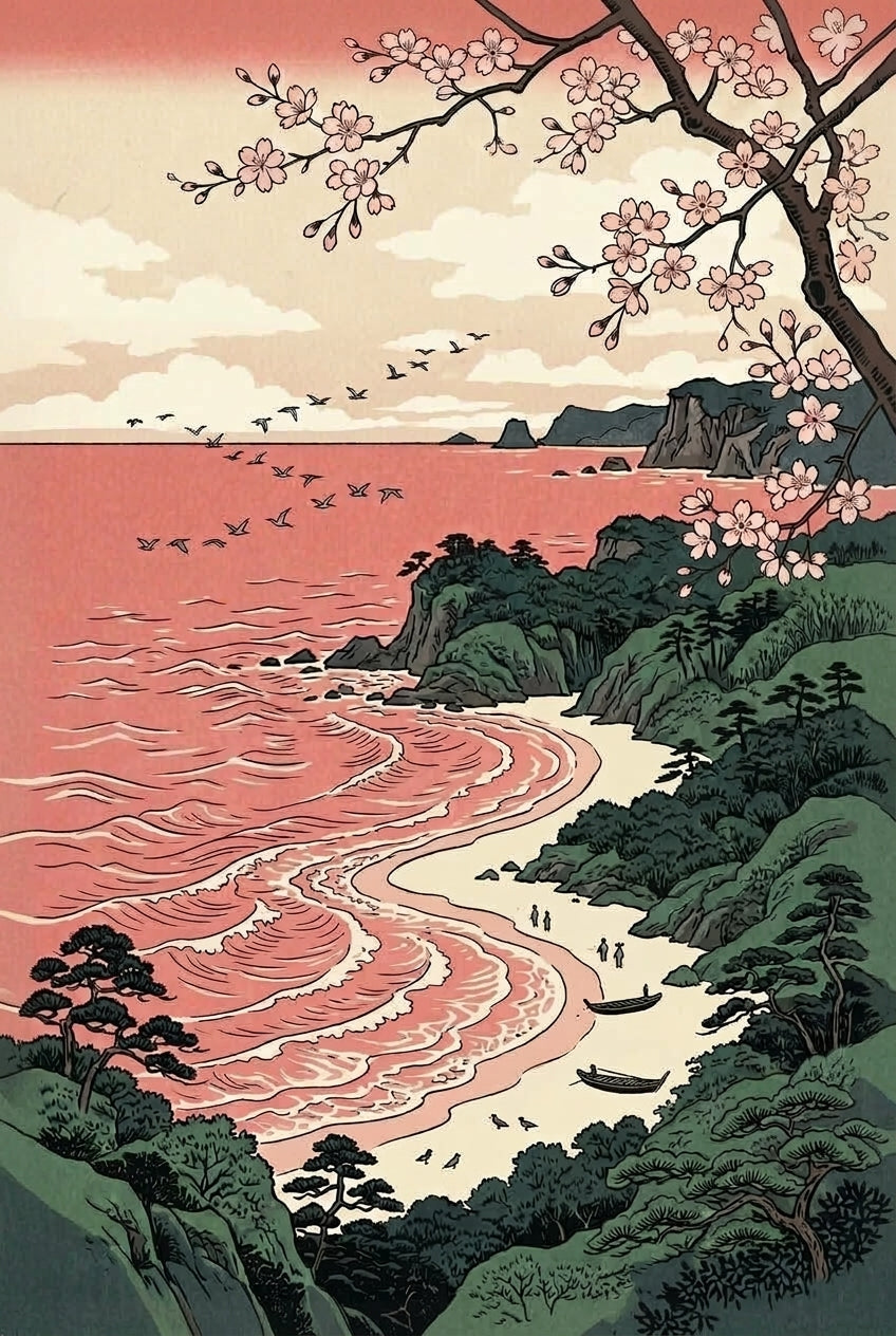 Affiche du Japon, poster cerisiers en fleurs