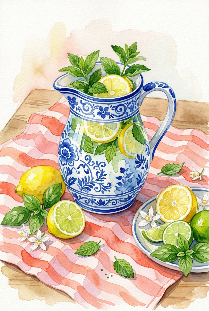 Affiche de limonade, poster carafe bleue
