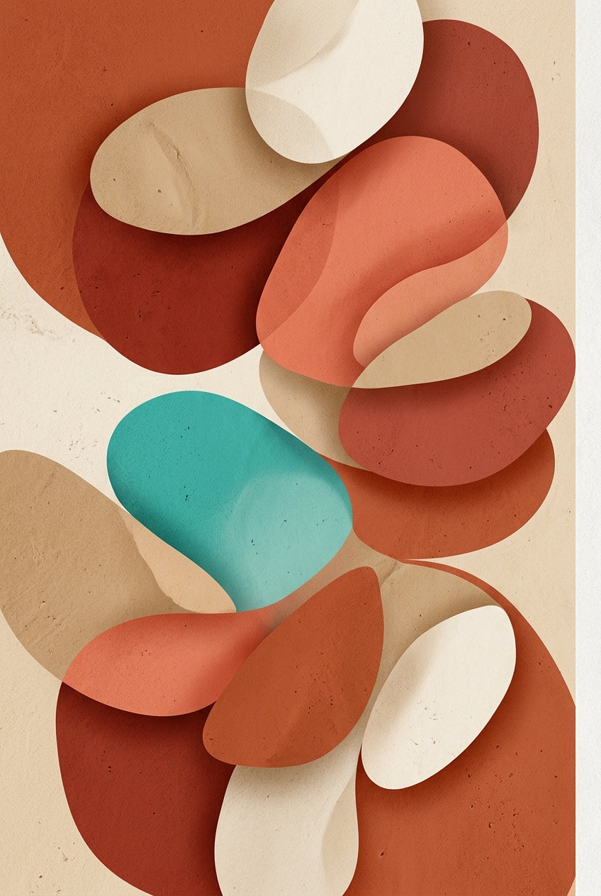 Affiche formes abstraites, poster terracotta