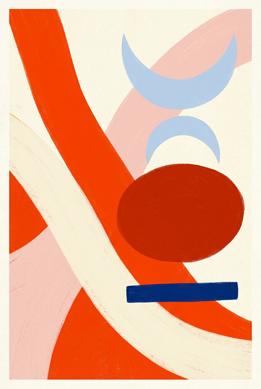 Affiche abstraction rouge, poster formes