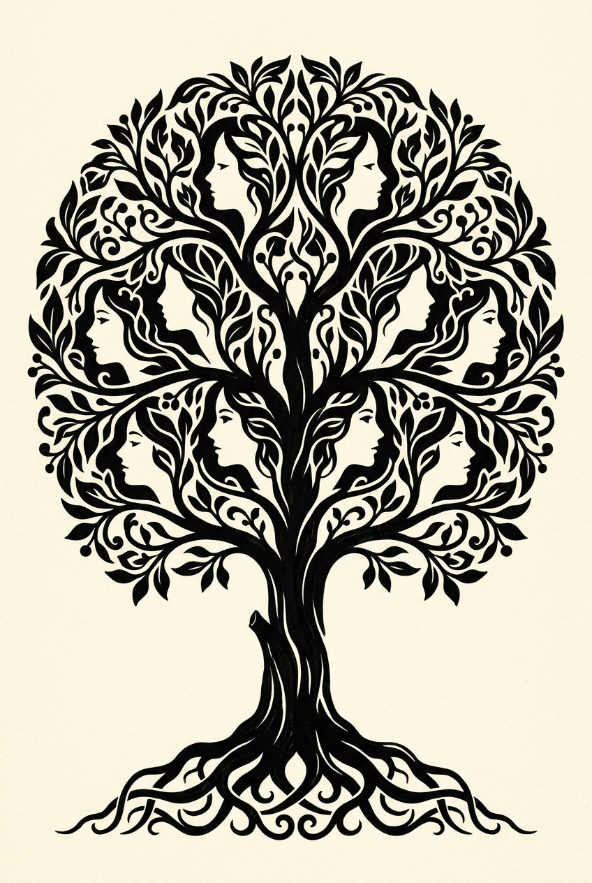 Affiche Arbre de vie, poster visages féminins