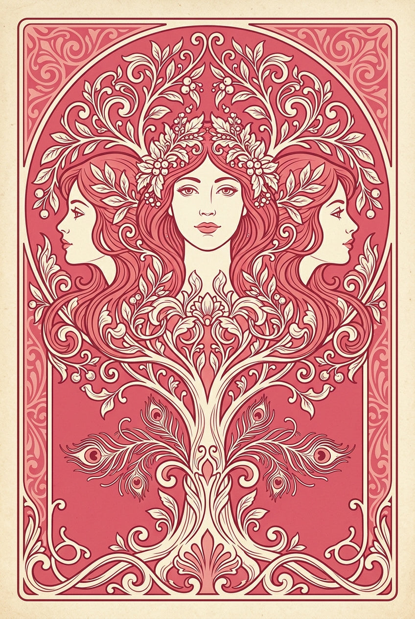 Affiche Art Nouveau femme, poster floral