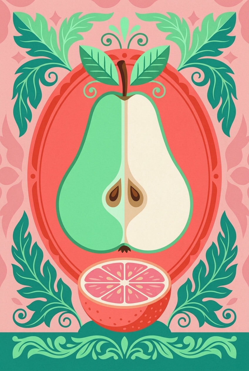Affiche de poire, poster illustration graphique
