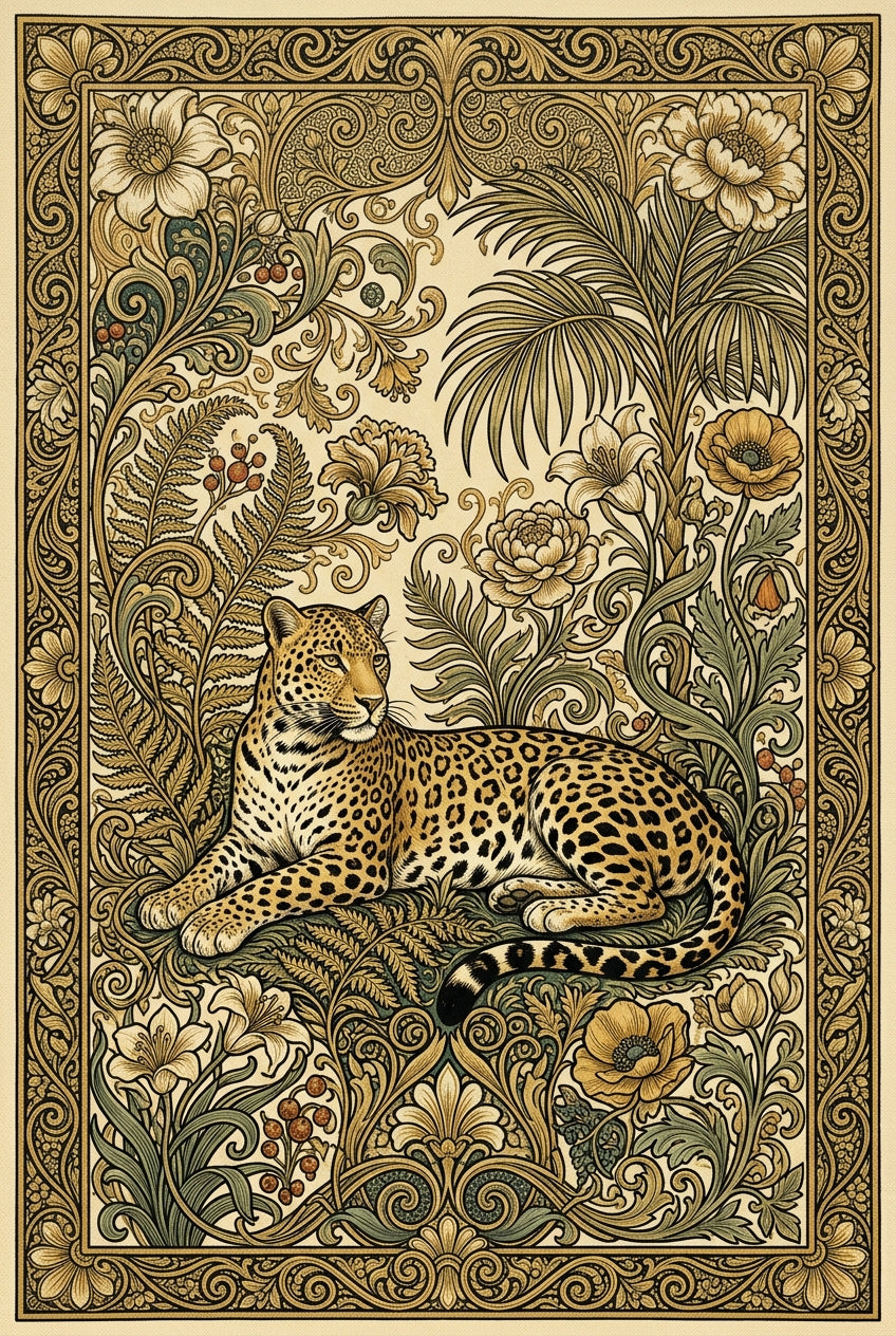 Affiche de léopard, poster jungle vintage