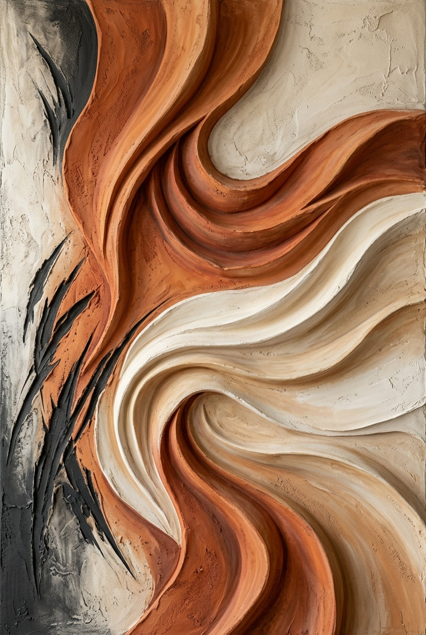 Affiche d'art abstrait, poster vagues terre