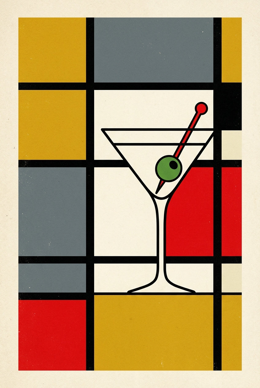 Affiche de Martini, poster style Mondrian