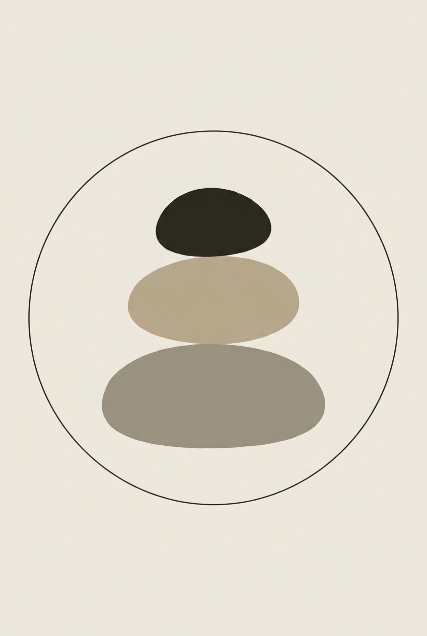Affiche Galets zen, poster équilibre minimaliste