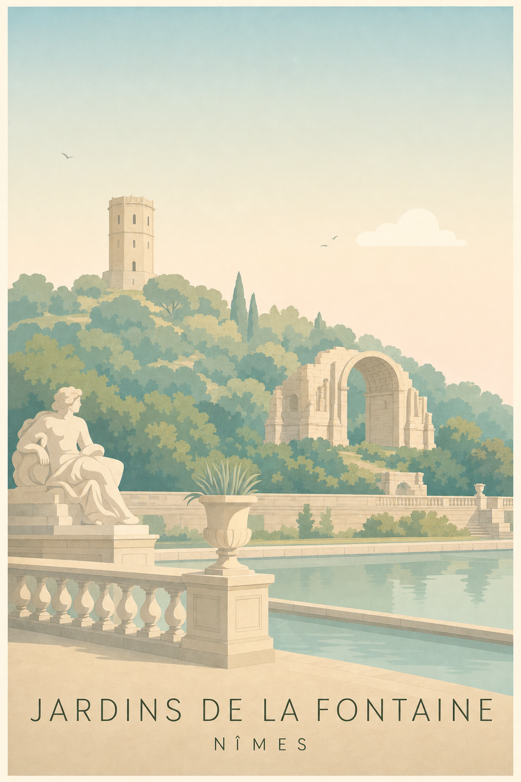Affiche des Jardins de la Fontaine à Nîmes