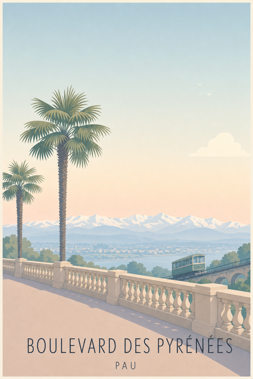 Affiche du Boulevard des Pyrénées à Pau