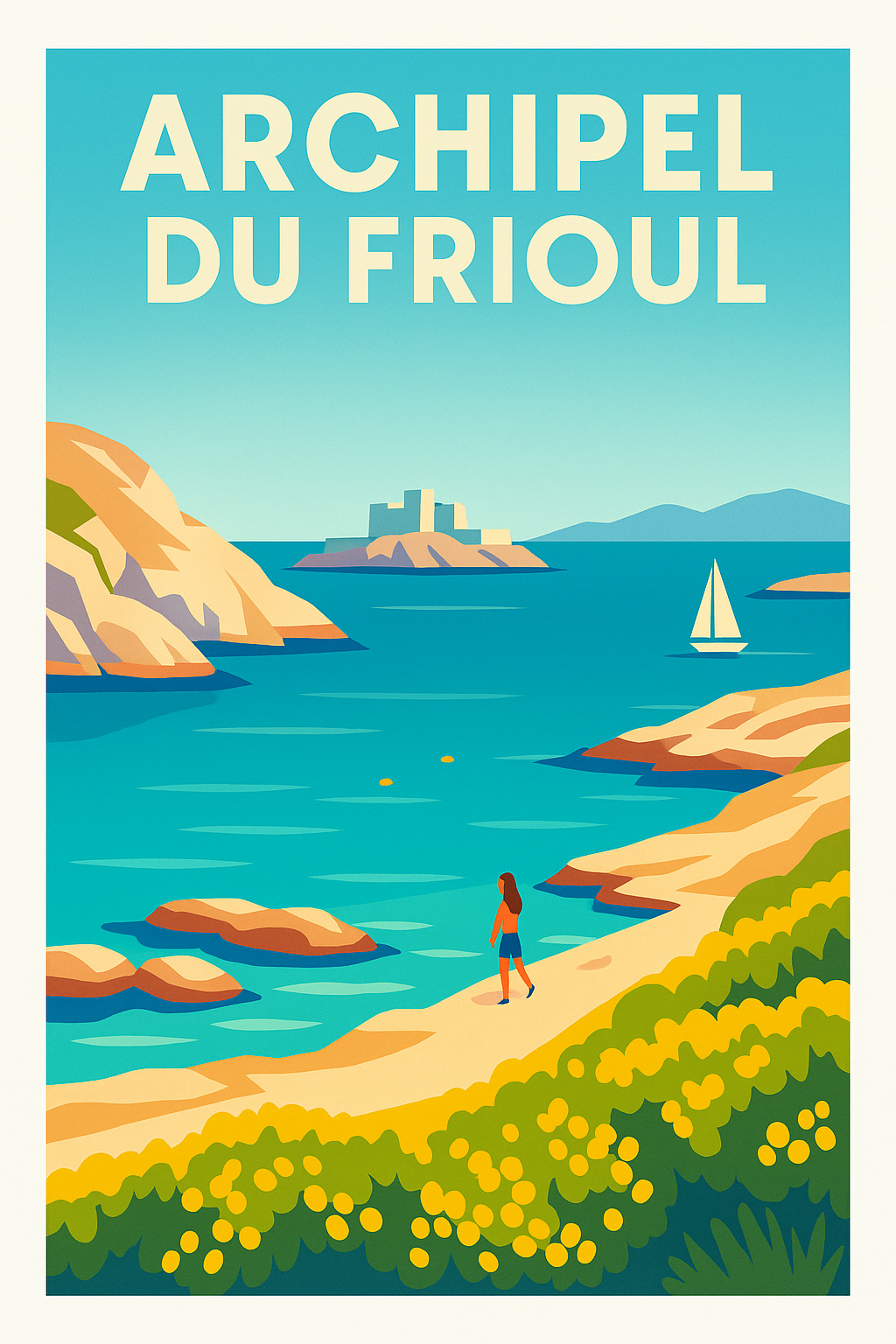 Affiche de Archipel du Frioul - Évasion méditerranéenne et vue sur le Château d'If