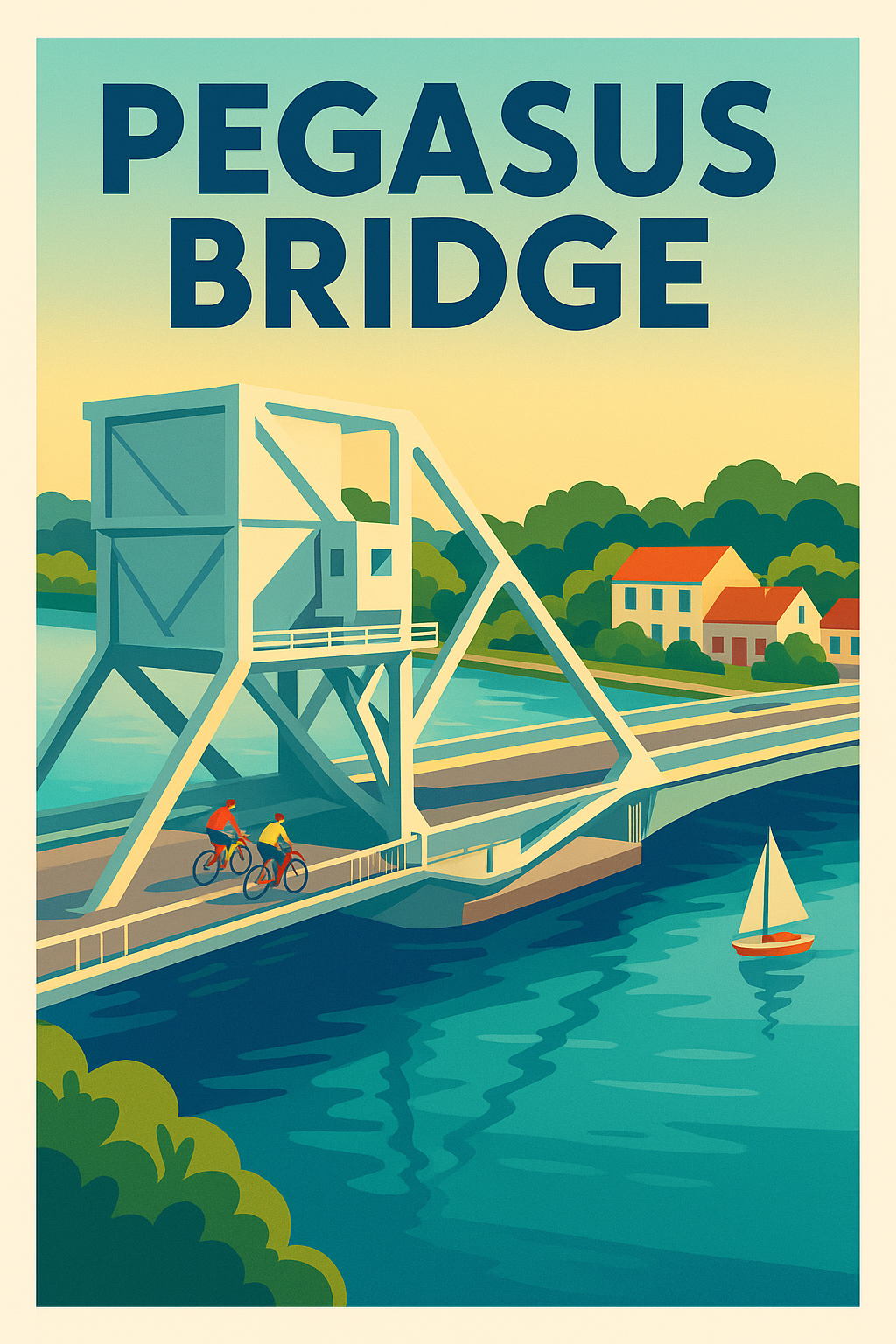 Affiche de Pegasus Bridge - L'icône historique de Normandie au style vintage