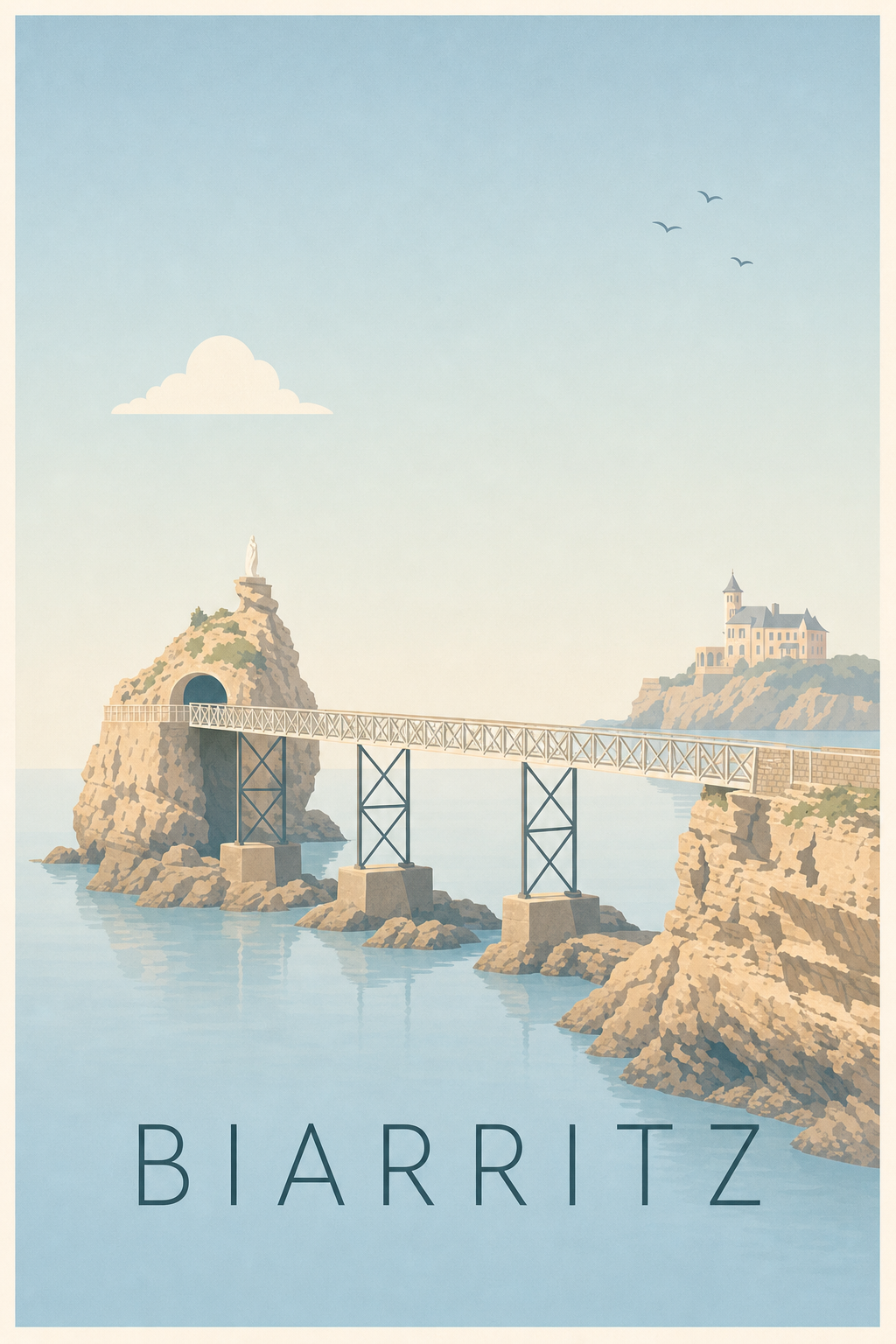 Affiche de Biarritz, poster du Rocher de la Vierge